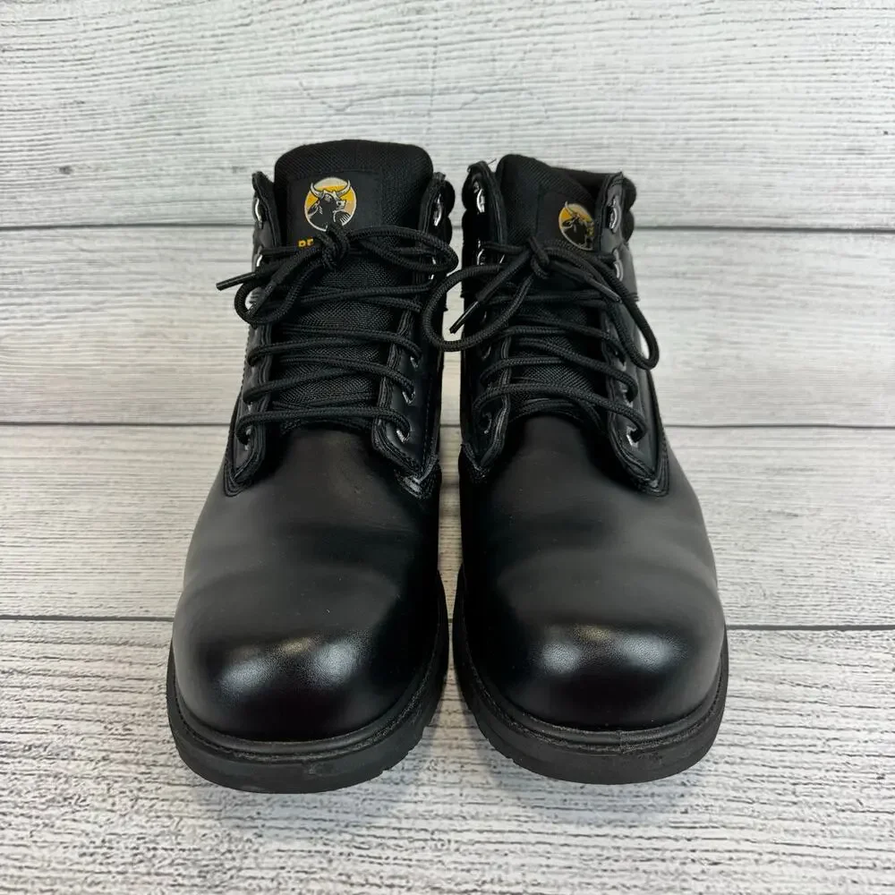 Brahma Men's Black Steel Toe Leather Heavy Duty Work Boots Size 14W